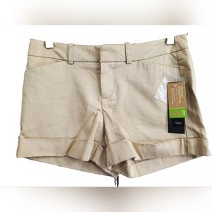 Wassimo‎ Women's Size 2 Fit 3 Tan Beige Khaki Chino Folded Cuff Short Shorts NEW